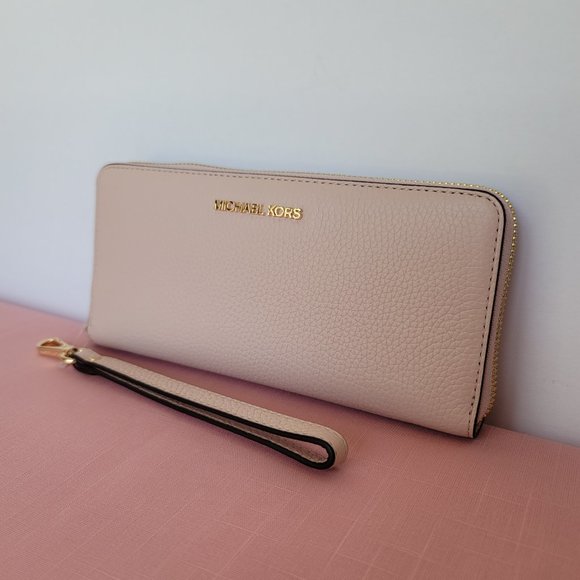 MICHAEL KORS Jet Set Travel Large Continental Leather Wallet-Powder Blush🎈⭐$128 - Picture 4 of 16